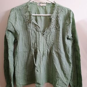 Jolt Sage Green Blouse with Lace Detail